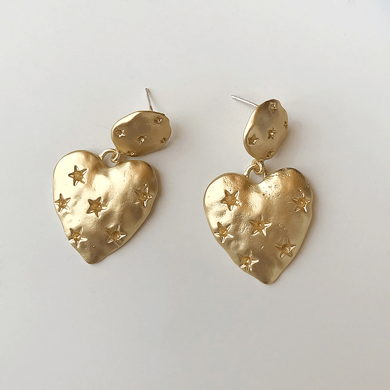 Silver and Gold Heart Earrings - Mandala Hearts top - 925 Silver - 18k Gold - Handmade Jewellery