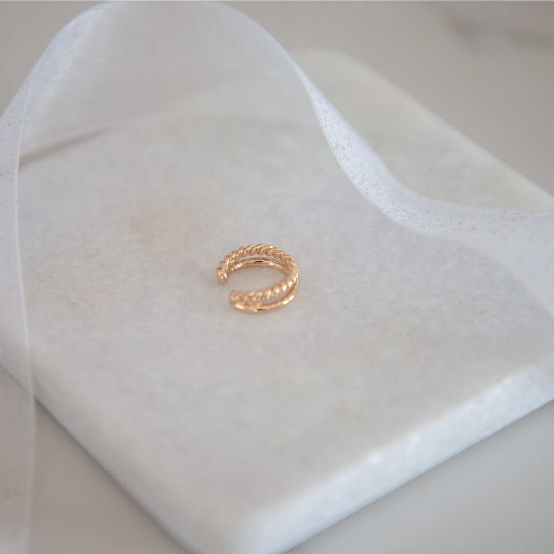 ピアス LAZY DAWN two circle layered ear cuff Sterling Silver & Gold Ear Cuff | Double Layer Stackable Ear