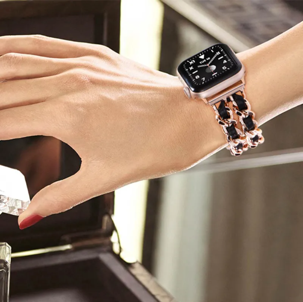 www. Apple Watch Band Bling Luxury Bracelet Watchbands Stainless Steel Bracelet Srap Black / 44mm, 45mm