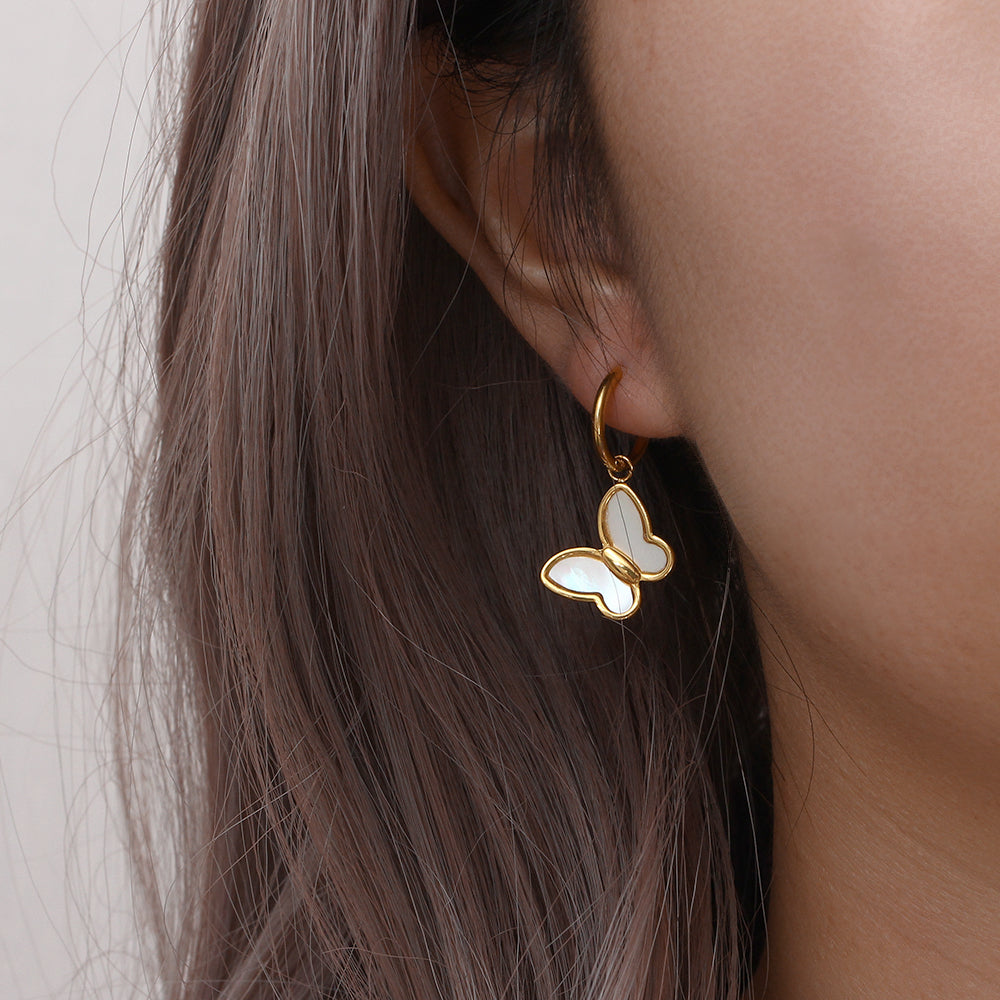 18K Gold-Plated Butterfly Seashell Earrings - Lightweight and Versatile