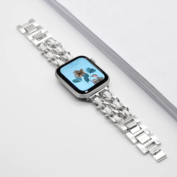 Luxury Woman Bracelet for iWatch Series 8 7 6 Se 5 4 3 Steel Stainless Strap for Apple Watch Band 45mm 41mm 38mm 42mm 40mm 44mm